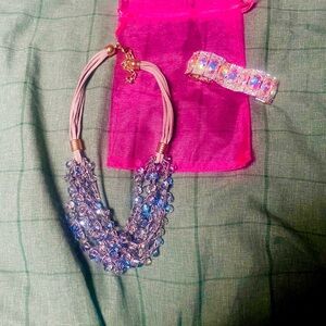 bebe Iridescent Crystal Necklace Set